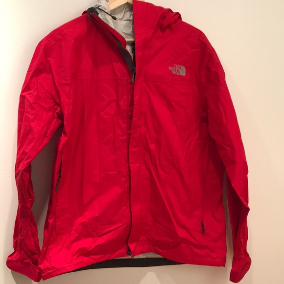 Red Hooded Mens North Face Rain Jacket 
